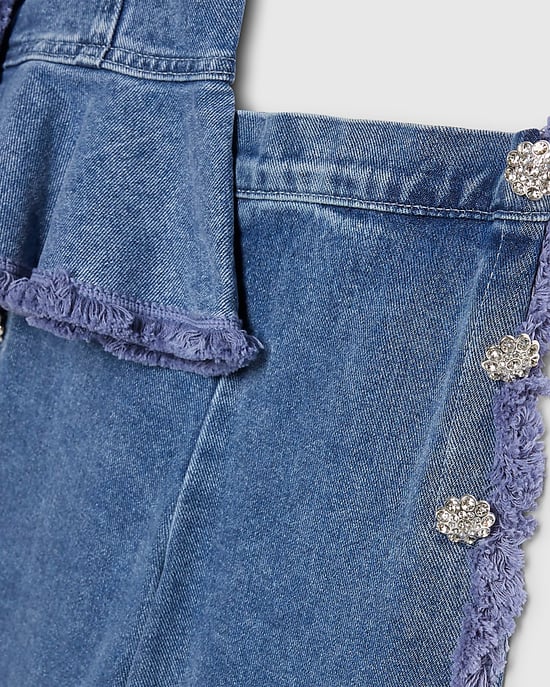 River Island Mädchen Schößchen-Top- und Jeans-Set Blau Denim 2-teilig - Image 4