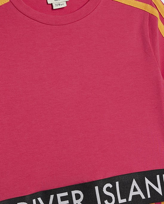 River Island Mädchen T-Shirt- & Leggings-Set Rosa RI-Seitenstreifen 2-teilig - Image 2