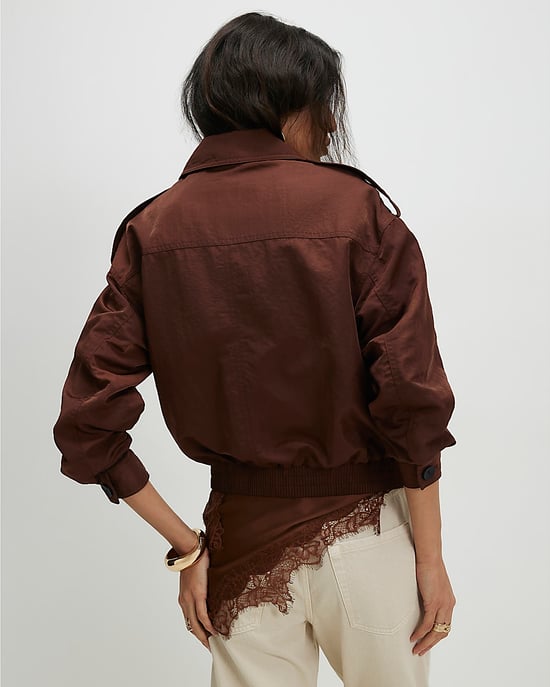 River Island Damenjacke Braun Nylon Knopfleiste - Image 3