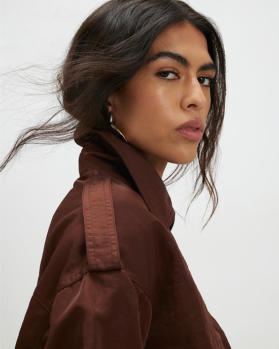 River Island Damenjacke Braun Nylon Knopfleiste - Image 4