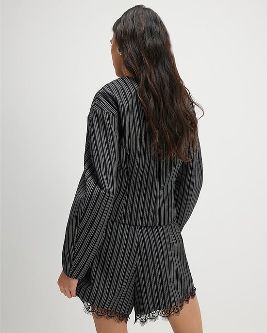 River Island Damenjacke Schwarz Nadelstreifen Cocoon-Ärmel - Image 3