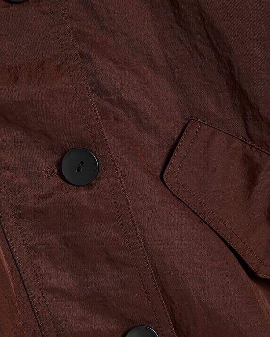 River Island Damenjacke Braun Nylon Knopfleiste - Image 5