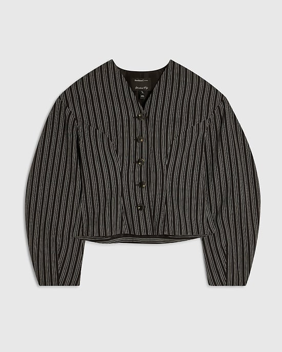 River Island Damenjacke Schwarz Nadelstreifen Cocoon-Ärmel - Image 6