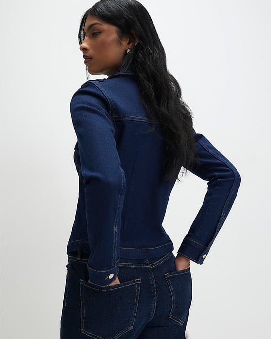 River Island Damen Jeansjacke Blau Tailliert Mit Kragen Denim - Image 3