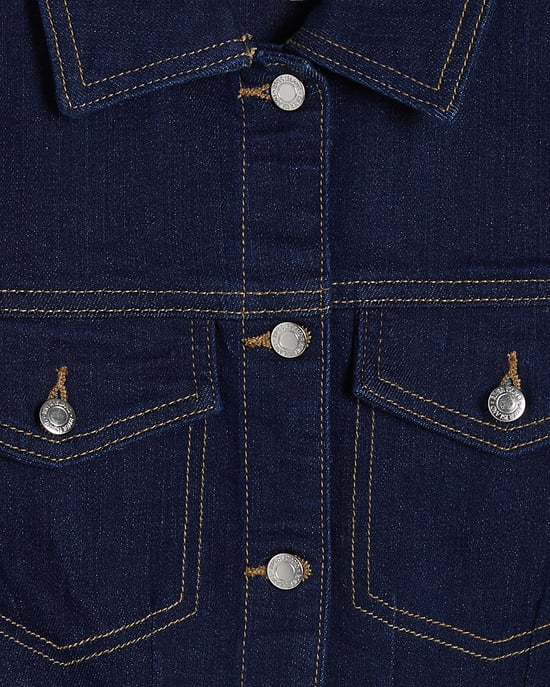 River Island Damen Jeansjacke Blau Tailliert Mit Kragen Denim - Image 5