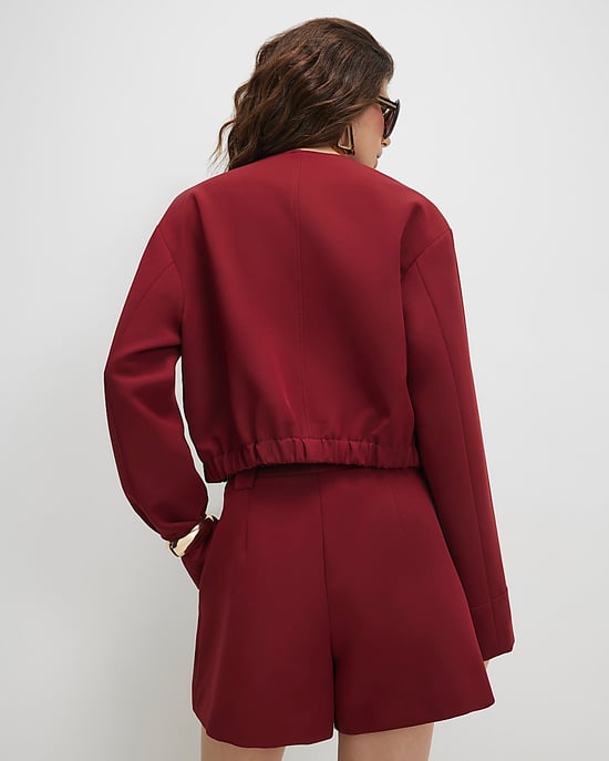 River Island Damen-Bomberjacke Rot Langarm Taschendetail - Image 4