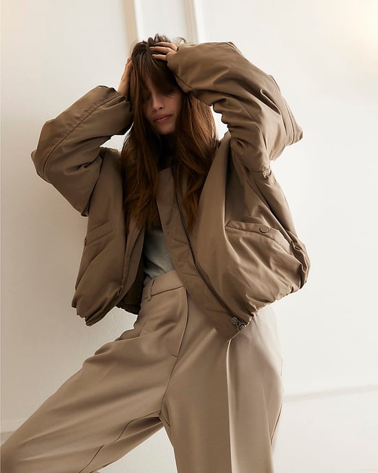 River Island Damen-Bomberjacke Braun Oversized Bubble Saum - Image 1