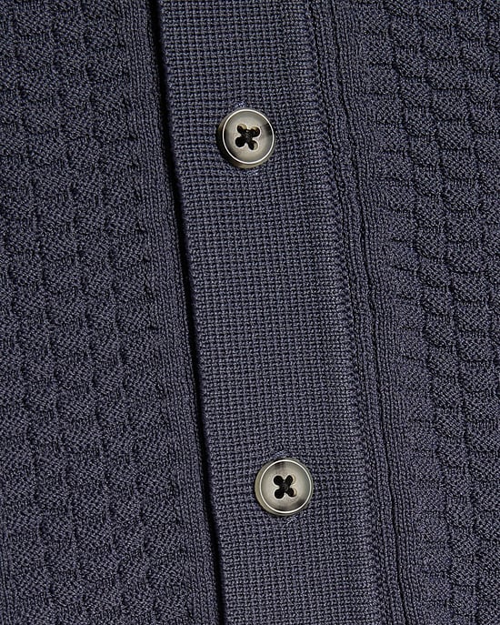 River Island Jungen Minihemd Strickhemd mit Kragen und Knopfleiste Marineblau - Image 3