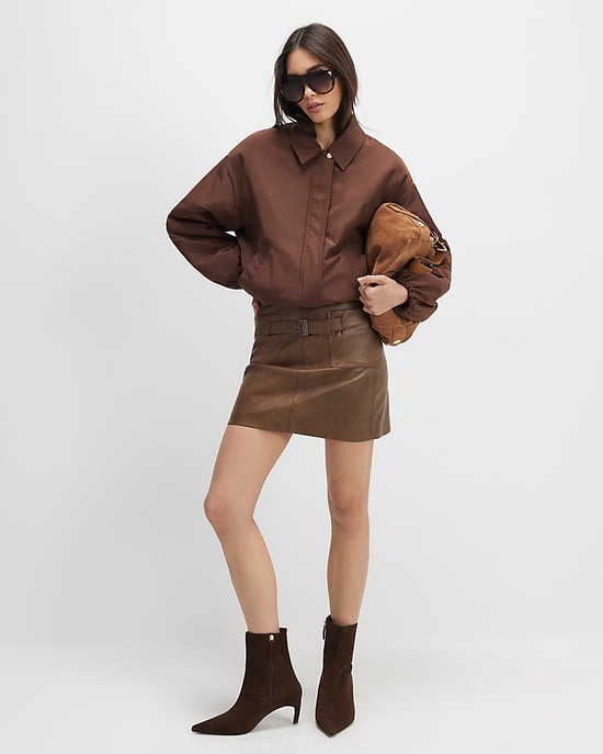 River Island Damen Minirock Braun Kunstleder Mit Gürtel - Image 2