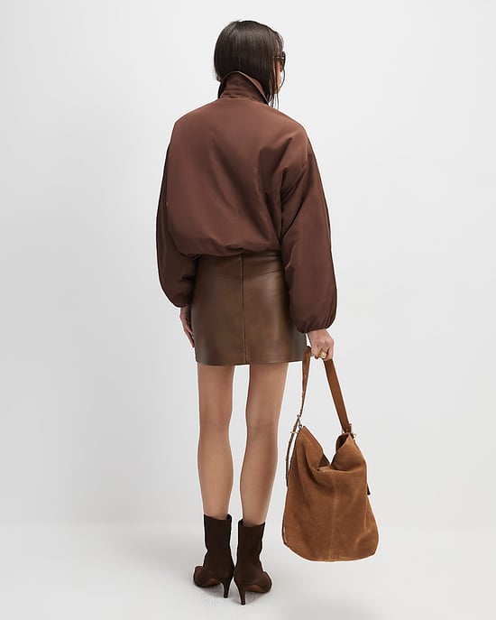 River Island Damen Minirock Braun Kunstleder Mit Gürtel - Image 3
