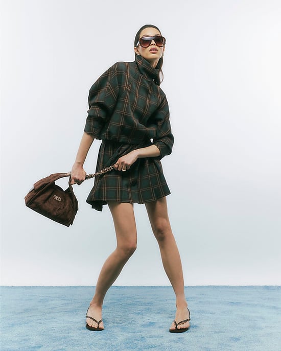 River Island Damen Minirock Braun Plissee-Karo - Image 2