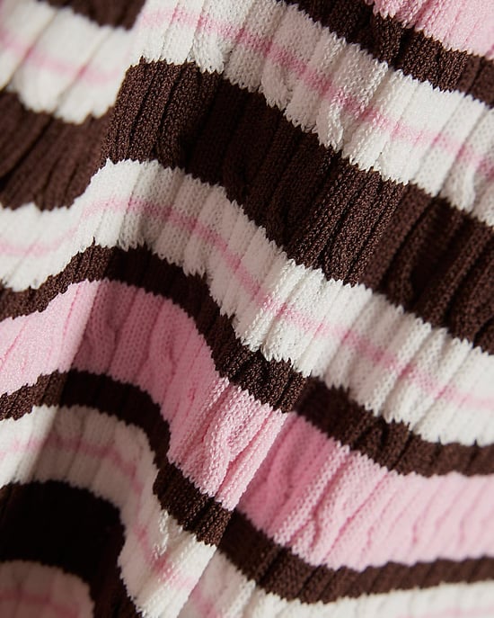 River Island Mädchen-Poloshirt Rosa Gestreift mit Kragen und Zopfmuster - Image 3