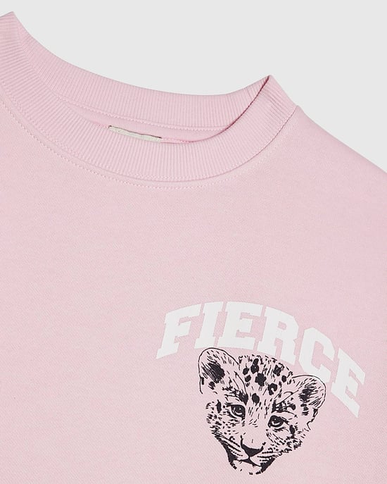 River Island Mädchen-Sweatshirt Pink Fierce Vibes Cheetah - Image 2
