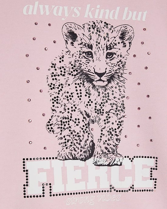 River Island Mädchen-Sweatshirt Pink Fierce Vibes Cheetah - Image 3