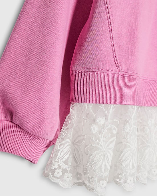 River Island Mädchen-Sweatshirt Rosa Tres Chic mit Spitzensaum - Image 3