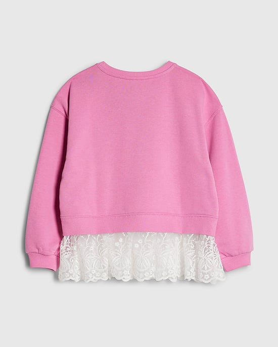 River Island Mädchen-Sweatshirt Rosa Tres Chic mit Spitzensaum - Image 4