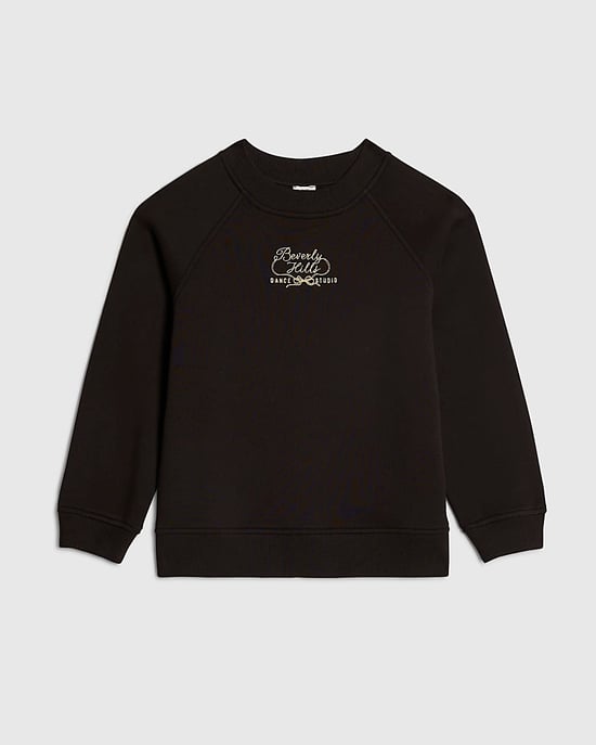 River Island Mädchen-Sweatshirt Schwarz mit Reißverschlussdetail am Rücken - Image 1