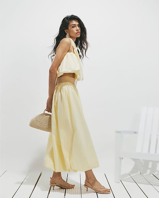 River Island Damen-Maxirock Gelber Popeline-Stoff Blasensaum - Image 2