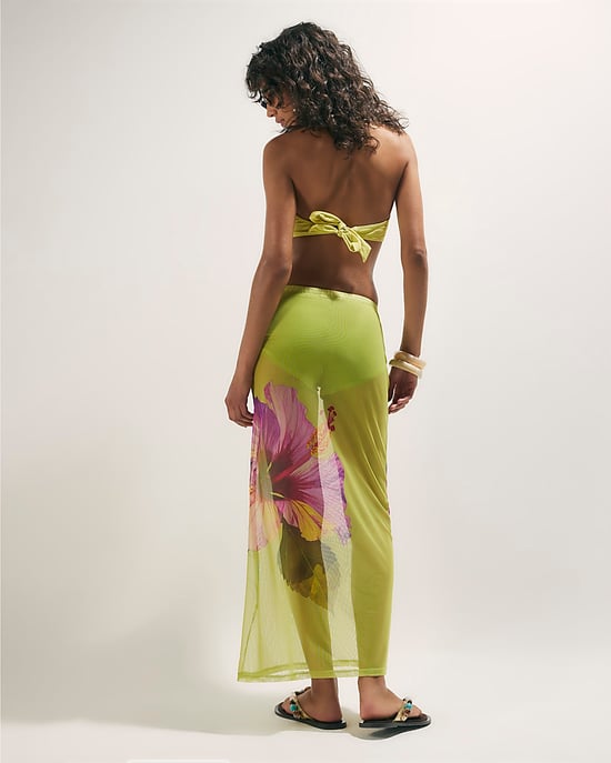 River Island Damen-Maxirock Grün mit Hibiskusmuster und elastischem Bund - Image 3