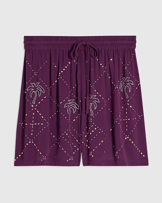 River Island Damen Shorts Lila Verzierter Palmen-Print - Image 6