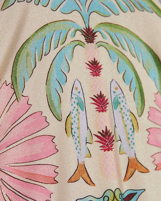 River Island Mädchen-Badeanzug Rosa Palmenprint Rundhalsausschnitt - Image 3