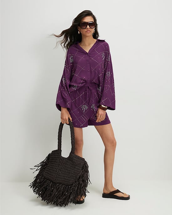 River Island Damenbluse Lila Palmenverzierung - Image 4