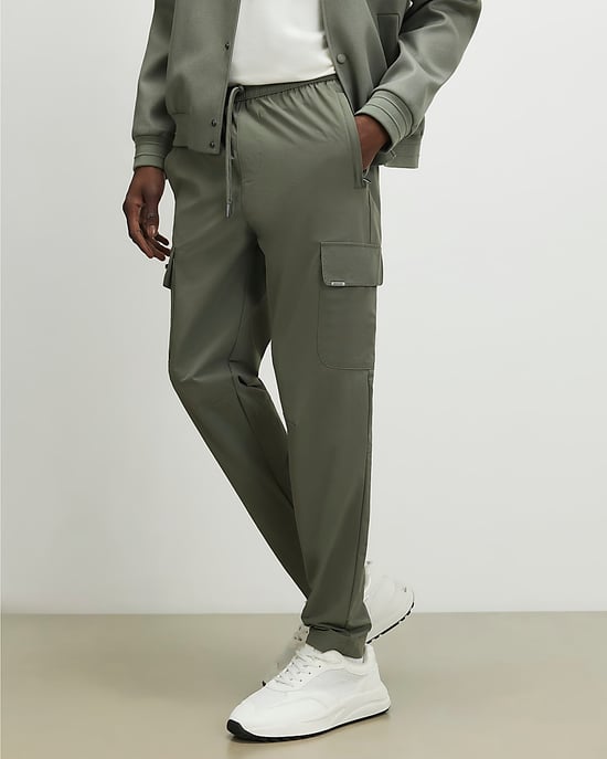 River Island Herren-Cargohose Grün Skinny Fit mit Kordelzug - Image 1