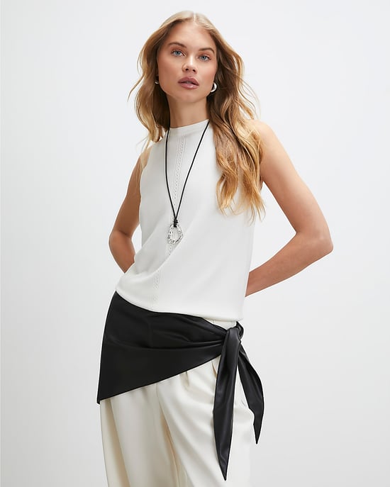 River Island Damenschal Schwarz Kunstleder Vielseitig tragbar - Image 1