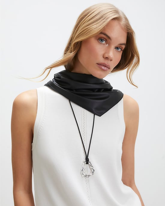 River Island Damenschal Schwarz Kunstleder Vielseitig tragbar - Image 2