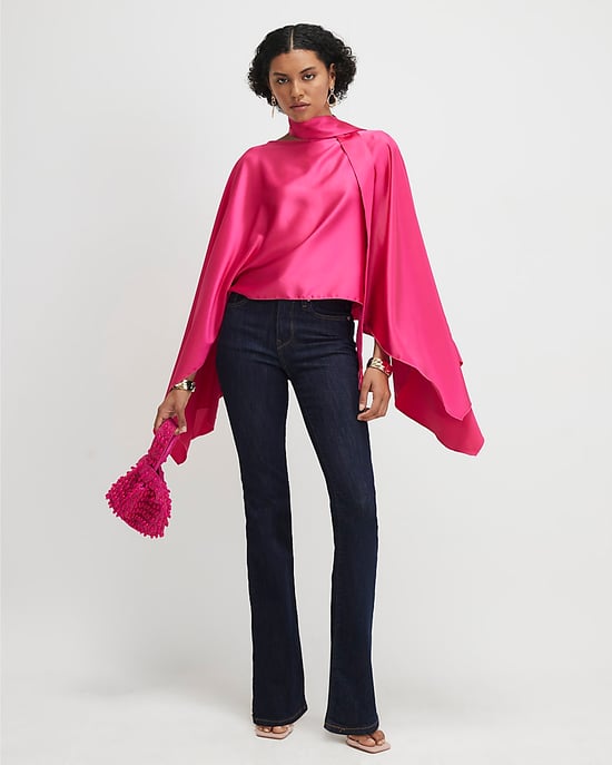 River Island Damen Cape Pink Satin Schal mit Fransen - Image 1