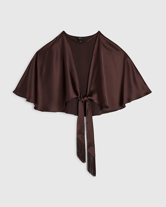 River Island Damen-Cape Braun Bindefront Satin Fransen - Image 6