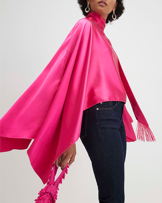 River Island Damen Cape Pink Satin Schal mit Fransen - Image 2