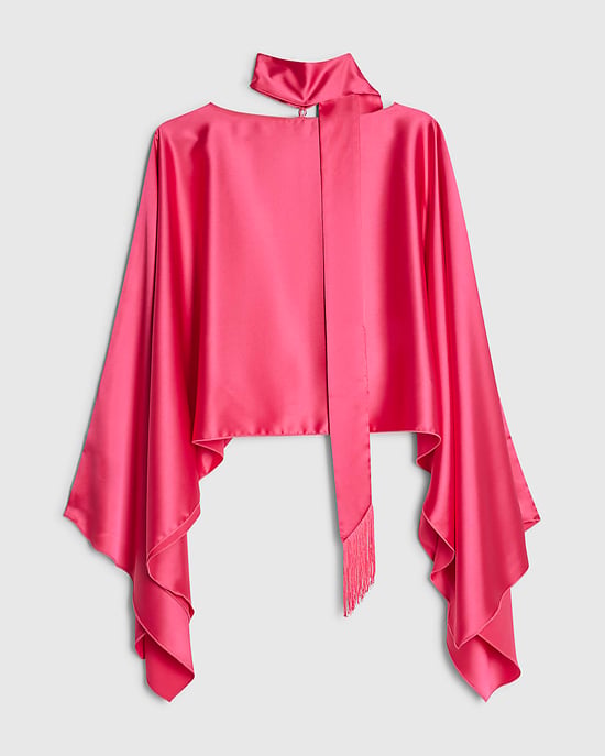 River Island Damen Cape Pink Satin Schal mit Fransen - Image 4