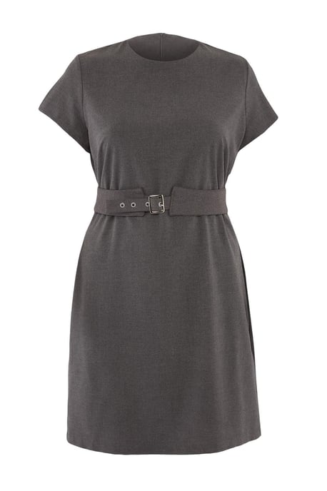 Trendyol Curve Damen Grau Gestreift Kurz / Mini Kurz Bodycon Große Größen Kleid - Image 5