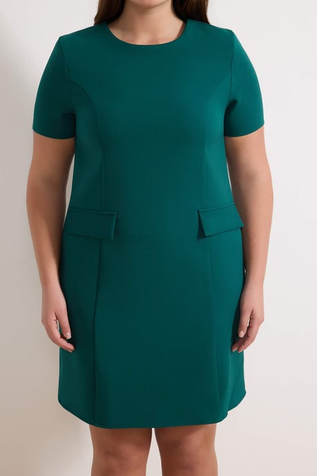 Trendyol Curve Damen Grün Einfarbig Kurz / Mini 3/4-Arm Casual A-Linie Große Größen Kleid - Image 2