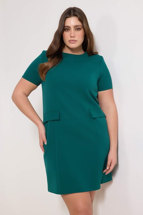 Trendyol Curve Damen Grün Einfarbig Kurz / Mini 3/4-Arm Casual A-Linie Große Größen Kleid - Image 6