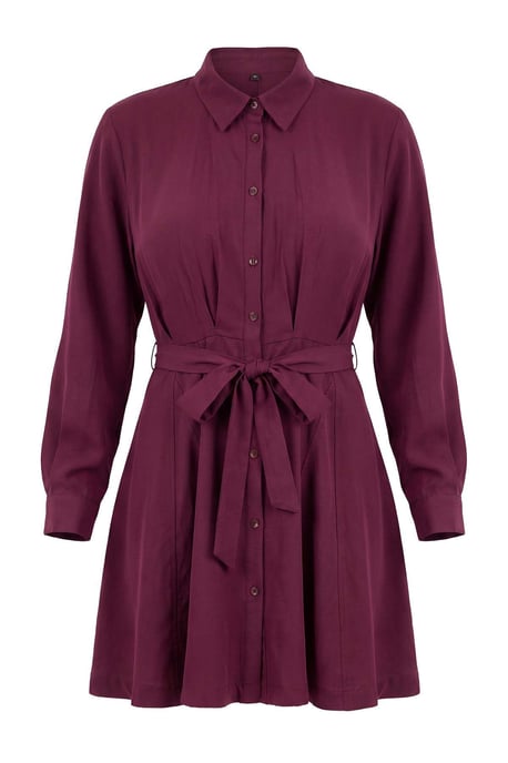 Trendyol Curve Damen Bordeaux Einfarbig Kurz / Mini Lang Casual Hemdblusenkleid Große Größen Kleid - Image 4
