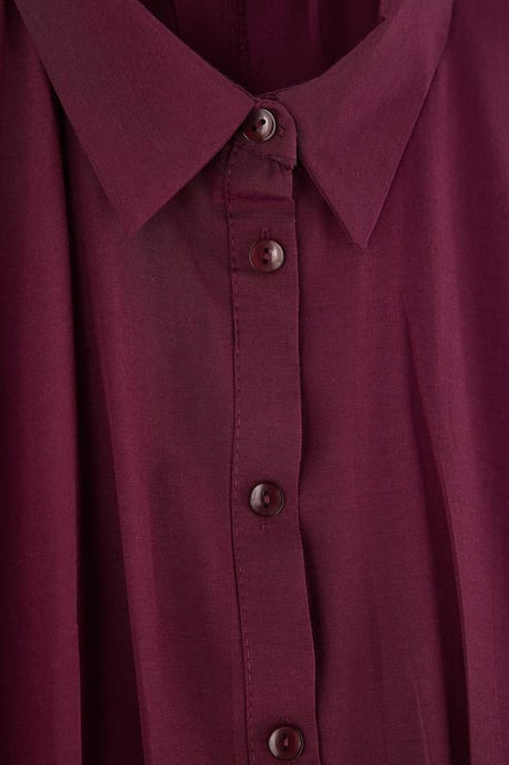 Trendyol Curve Damen Bordeaux Einfarbig Kurz / Mini Lang Casual Hemdblusenkleid Große Größen Kleid - Image 5