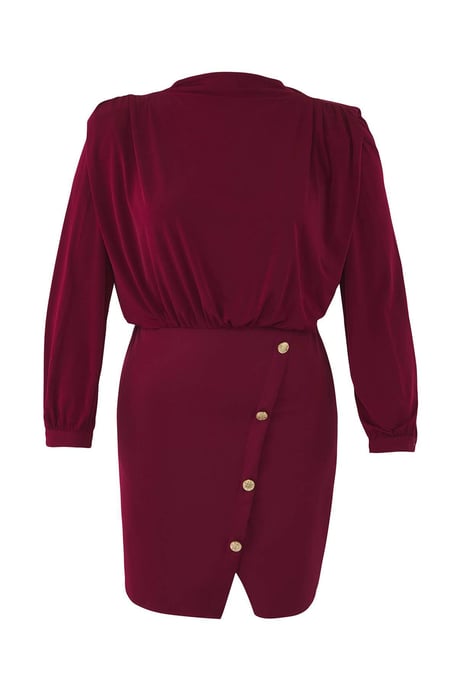 Trendyol Curve Damen Bordeaux Einfarbig Kurz / Mini Lang Casual A-Linie Große Größen Kleid - Image 4