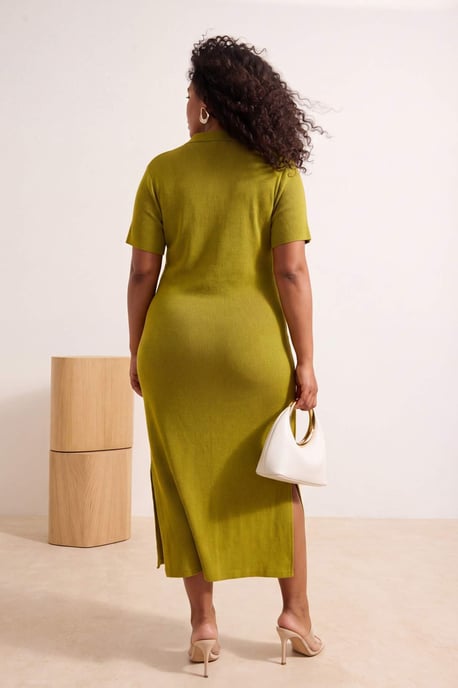 Trendyol Curve Damen Grün Einfarbig Kurz / Mini Kurz Casual Gerade Große Größen Kleid - Image 2