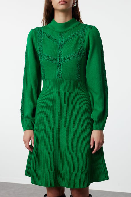 TRENDYOLMİLLA Damen Grün Einfarbig Kurz / Mini Lang Business A-Linie Kleider - Image 3