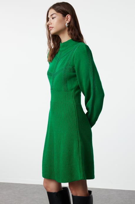 TRENDYOLMİLLA Damen Grün Einfarbig Kurz / Mini Lang Business A-Linie Kleider - Image 6