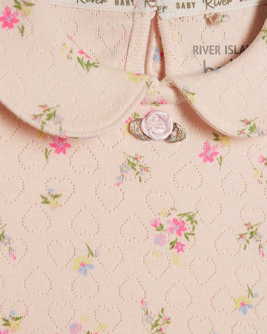 River Island Baby-Mädchen Strampler- & Hosen-Set Rosa Pointelle 2-teilig - Image 2