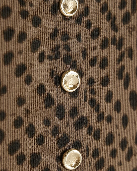 River Island Mädchenoberteil Braun Leopardenprint Knopfleiste Geknöpft - Image 2