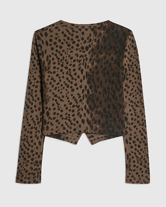 River Island Mädchenoberteil Braun Leopardenprint Knopfleiste Geknöpft - Image 4