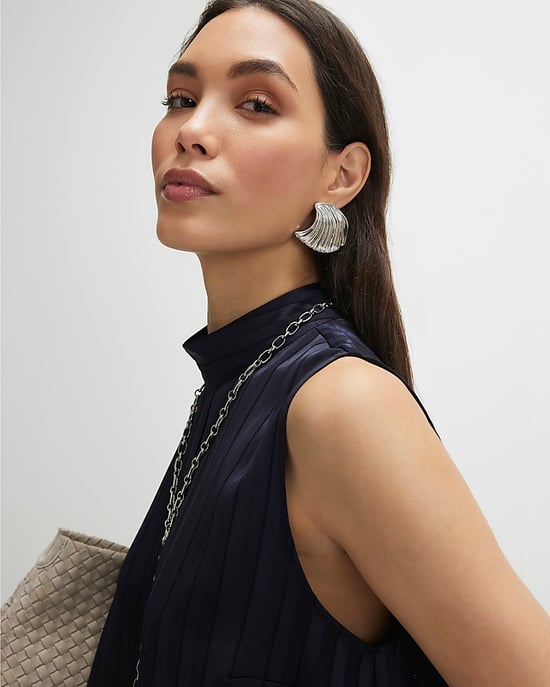 River Island Tunika-Cami für Damen Marineblau gestreift ärmellos mit Knopfleiste - Image 2