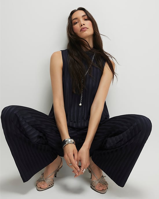 River Island Tunika-Cami für Damen Marineblau gestreift ärmellos mit Knopfleiste - Image 4