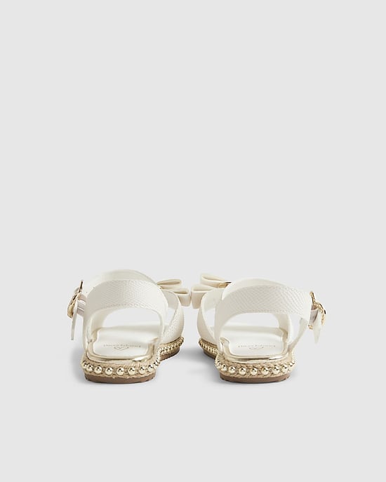 River Island Mädchen-Sandalen Weiß Schlangenmuster Schleife Espadrille - Image 3