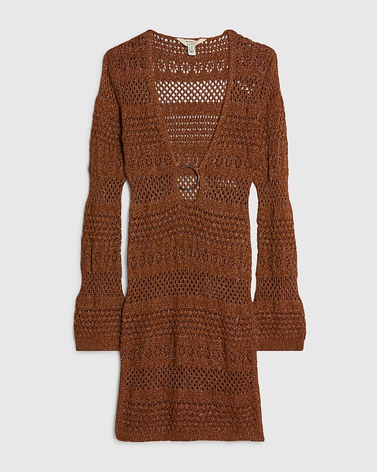 River Island Damen Mini-Strandkleid Petite Braun Metallic-Strick - Image 3