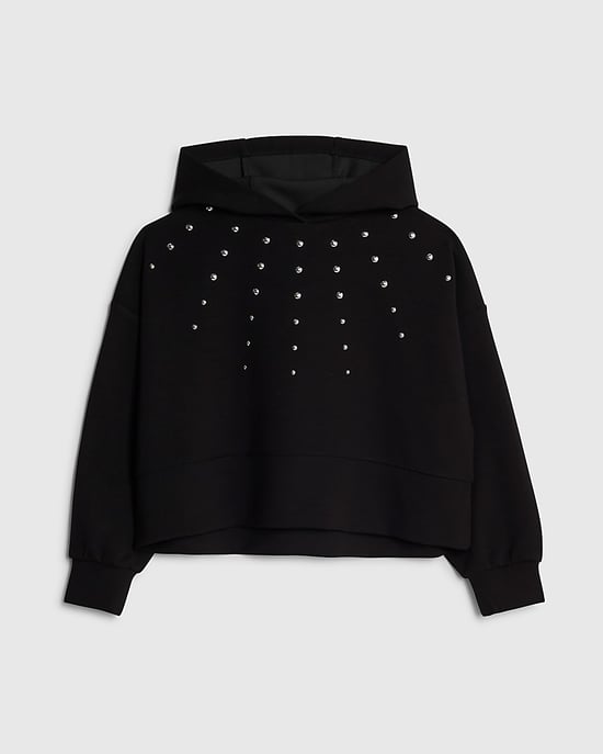 River Island Mädchen-Hoodie Schwarz mit Nieten Langarm - Image 1